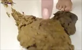 Incredible brunette model smears shit