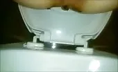 Shaved girl shitting in toilet