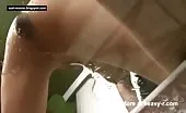 Young brunette shitting in her pantyhose