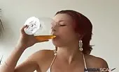 Redhead milf smears shit on her naked body