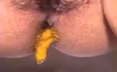 Close up of milf shitting