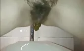 Hairy redhead shitting