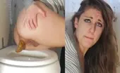 Close up of the same girl pooping many times