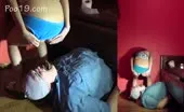 Mistress uses her slave as a toilet