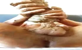 Masturbating in bathtub with poop