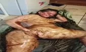 Rubbing shit on entire ass
