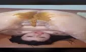 Teen with sexy ass shits on a plate