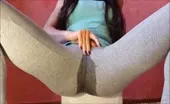 Ebony girl filled blue panties with poop